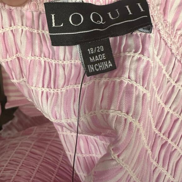 NWT Eloquii Pink Striped Smocked Ruffle Midi Dress – Size 18/20 Plus - Picture 10 of 10